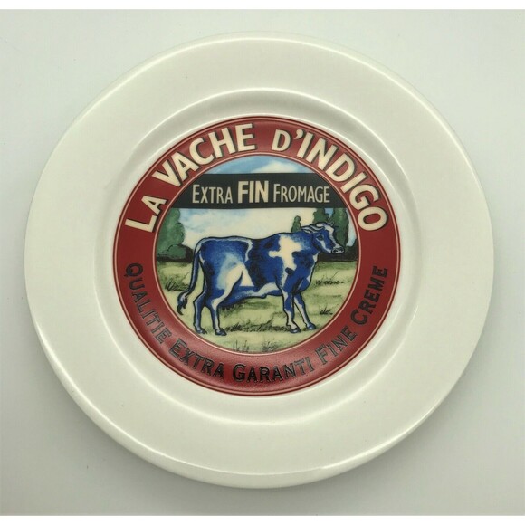 4 Restoration Hardware 8" Cheese Snack Plates 2003 Le Troupeau French Cows NIB - Picture 8 of 11